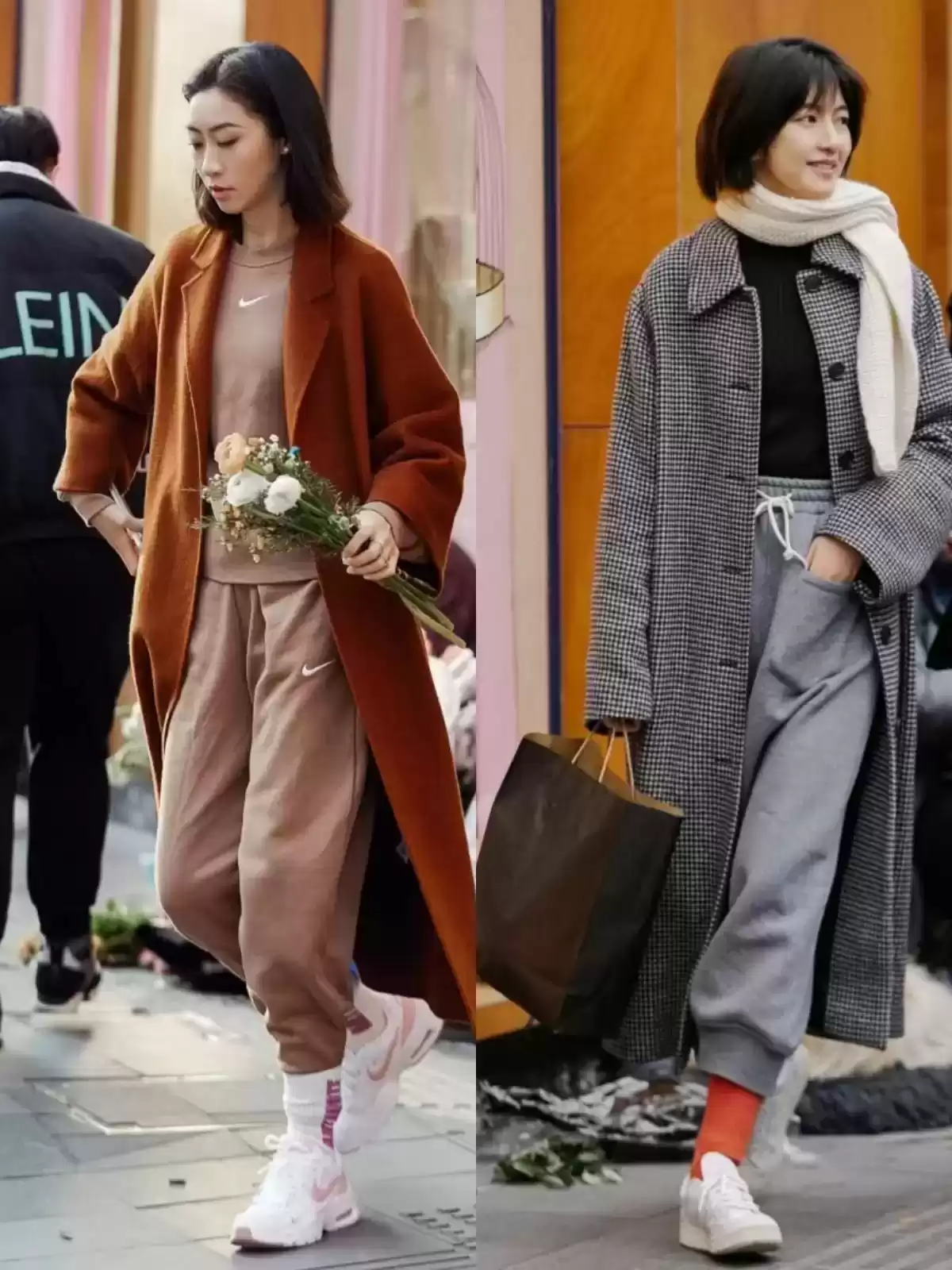 街拍穿衣搭配：看到上海街拍才明白，多露袜不露脚踝是普通人必学穿搭法