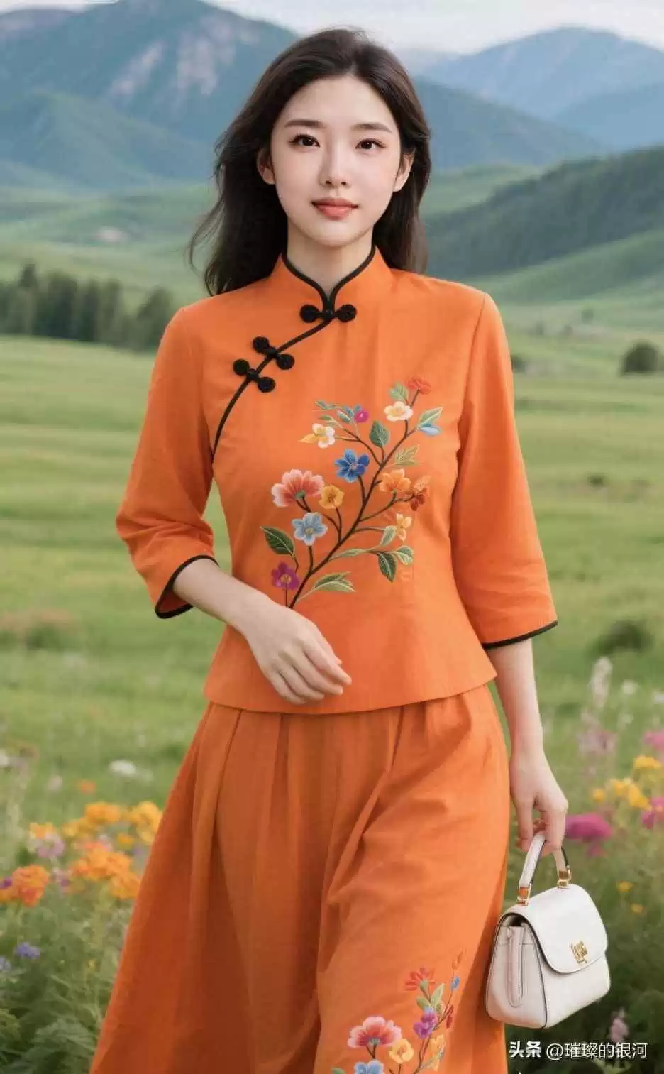 橘色民国风套装爆火！3个技巧穿出东方雅致美，路人追着问链接