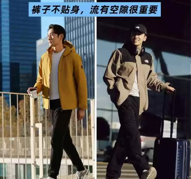 腿粗屁股大穿衣攻略:30~50岁男士冲锋衣+直筒裤穿搭,利落显瘦又年轻